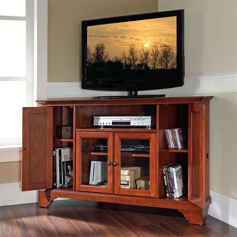 Crosley Lafayette 48" Corner Tv Stand In Cherry – Kf10006bch In Lionel Corner Tv Stands For Tvs Up To 48&quot; (Photo 4 of 15)