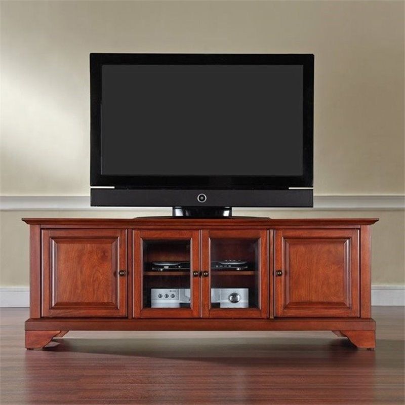 Crosley Lafayette 60" Low Profile Tv Stand In Cherry Pertaining To Light Cherry Tv Stands (View 1 of 15)