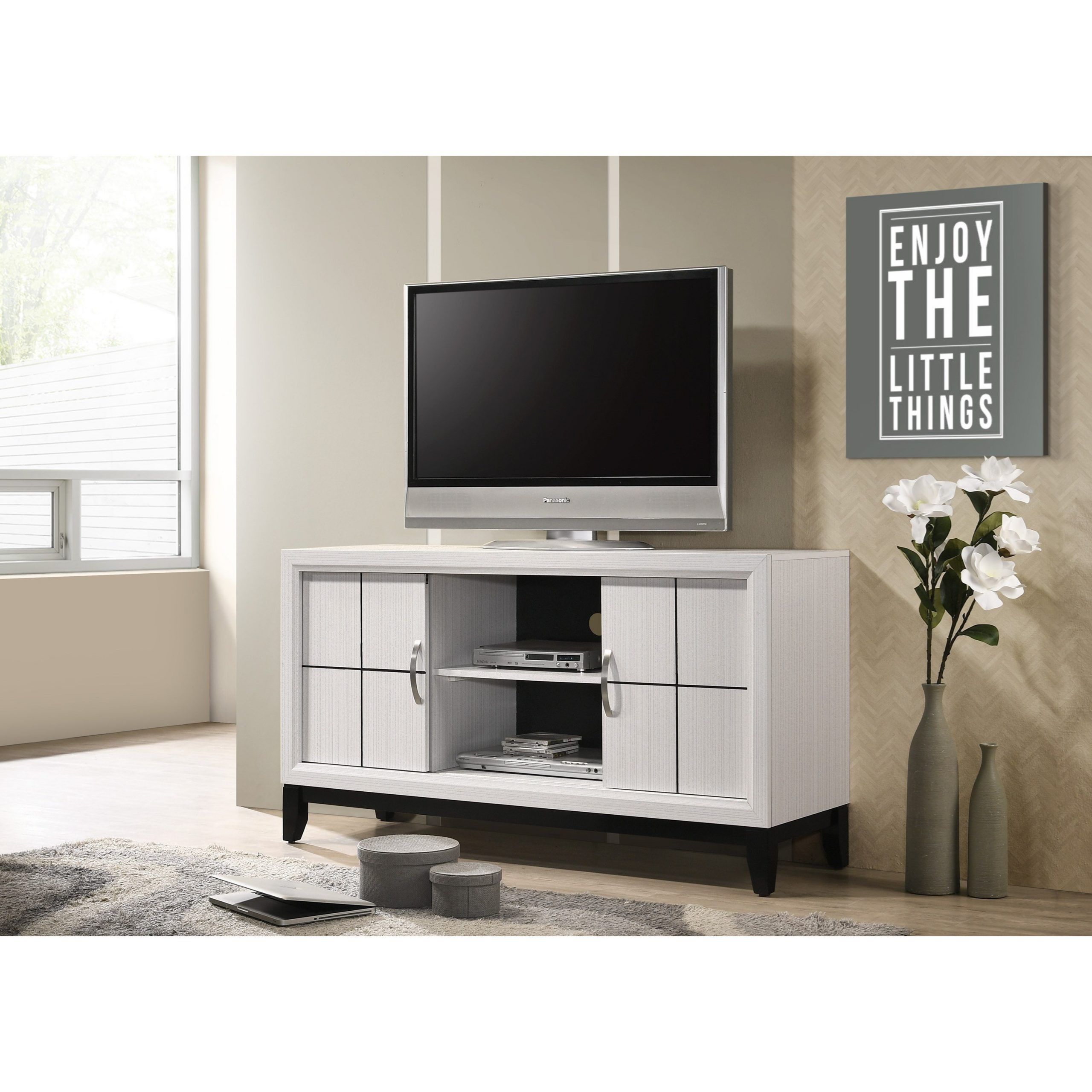 Crown Mark Akerson Contemporary Tv Stand With Wire Pertaining To Tv Stands With Cable Management (View 4 of 15)