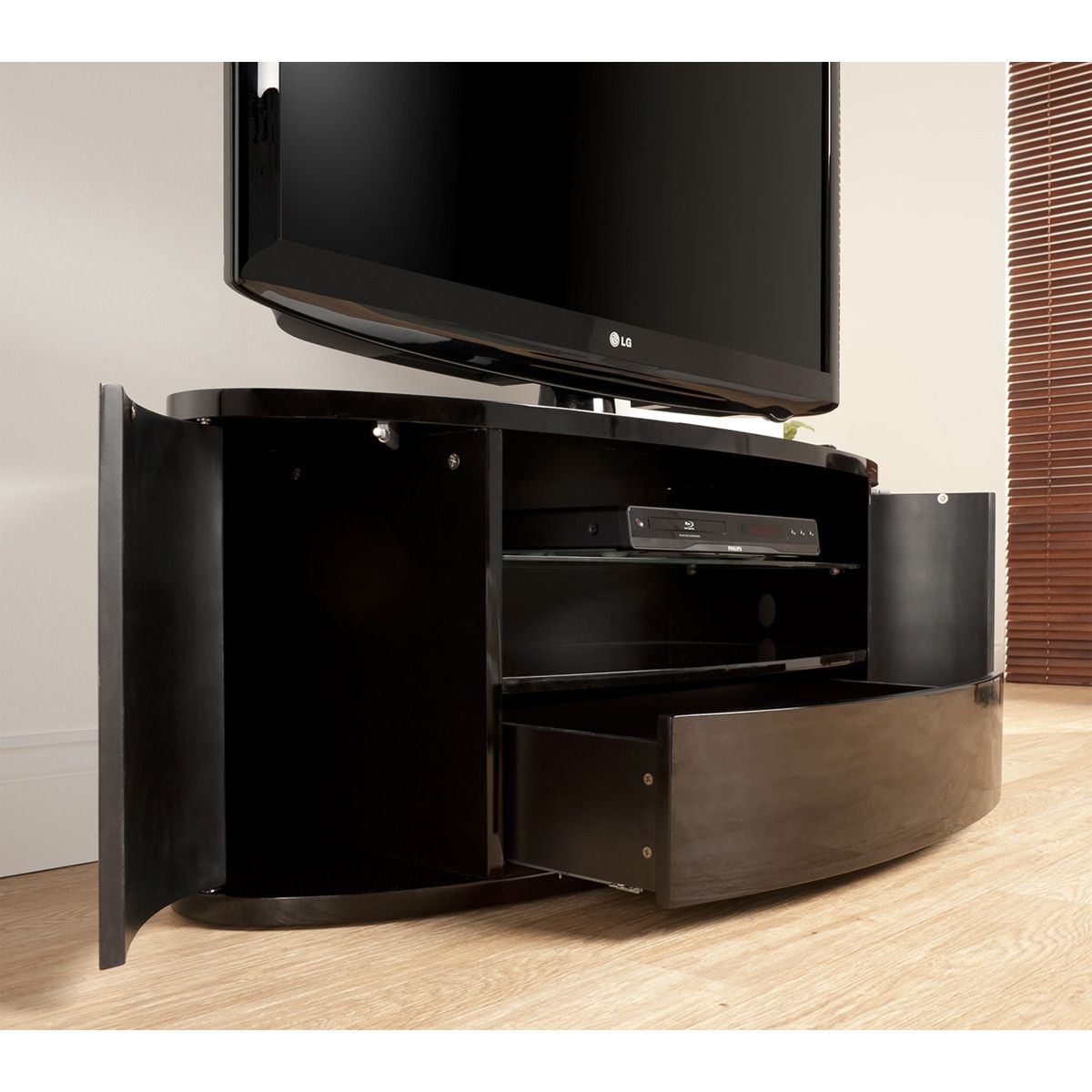 Curved Design Black Lcd Plasma Tv Stand 40 50 Inch Screen Throughout Tv Stands 40 Inches Wide (View 8 of 15)