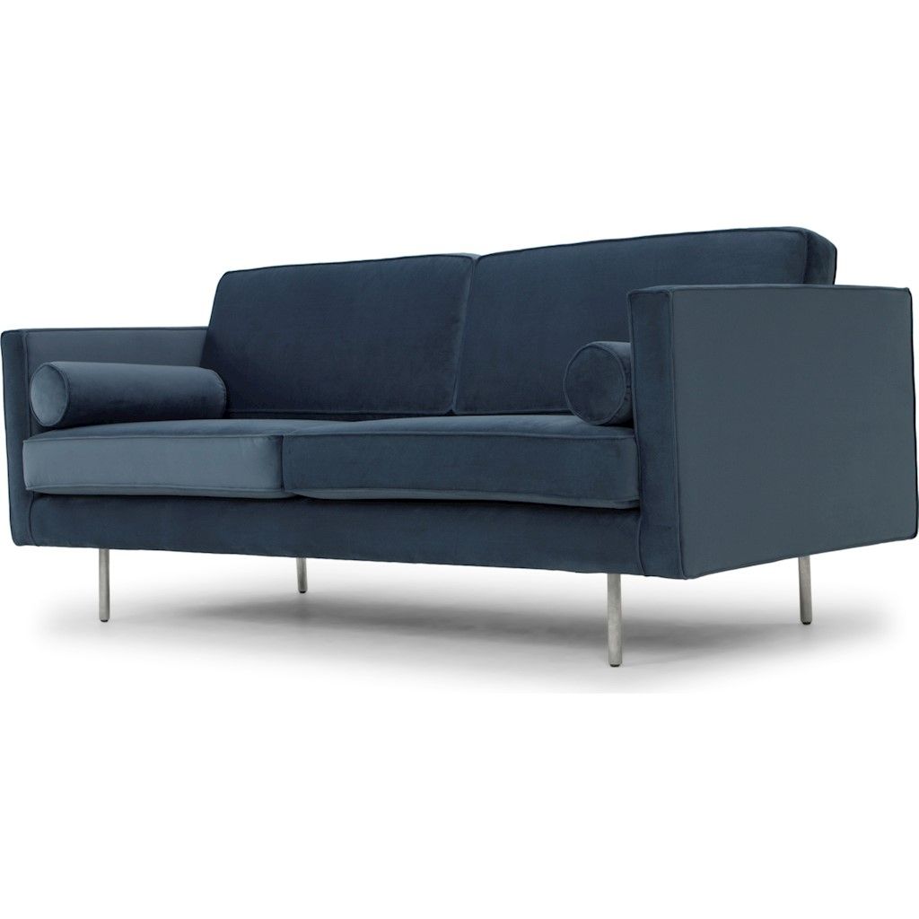 Cyrus Triple Seat Sofa In Dusty Blue Fabric Seat Within Brayson Chaise Sectional Sofas Dusty Blue (Photo 1 of 15)
