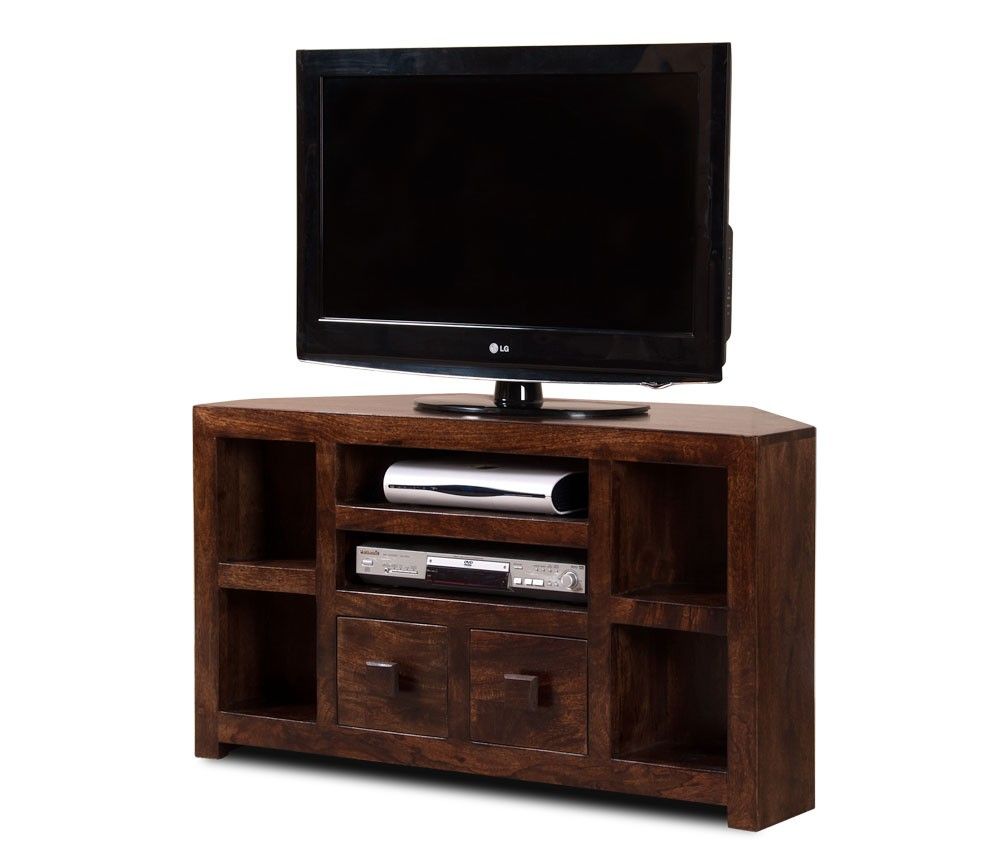 Dakota Dark Mango Corner Tv Unit | Casa Bella Furniture Uk Throughout Dark Wood Corner Tv Stands (View 9 of 15)