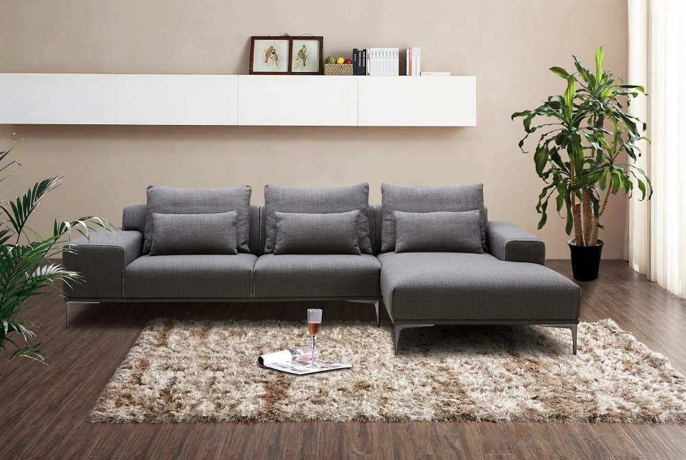 Dark Grey Fabric Sectional Sofa Nj Christopher | Fabric Intended For Ludovic Contemporary Sofas Light Gray (View 12 of 15)
