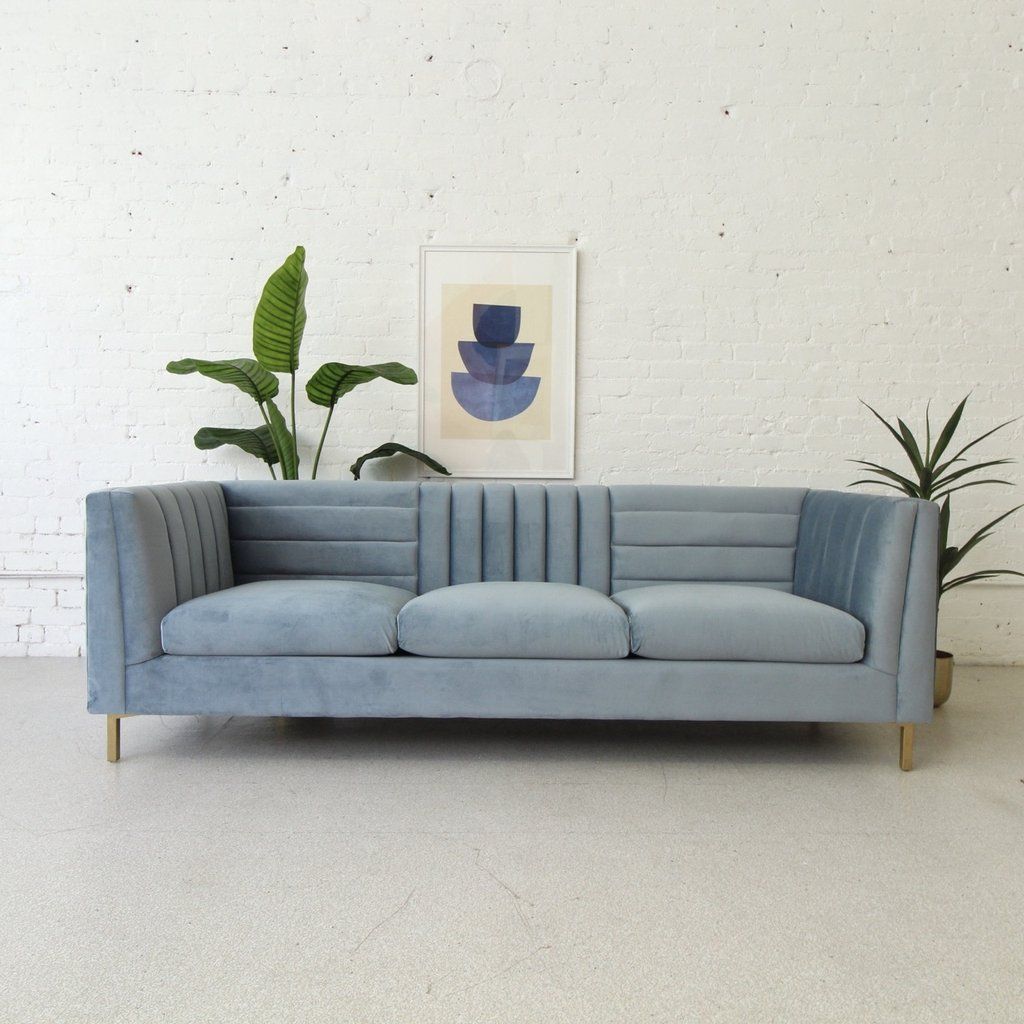 Deco Modern Dusty Blue Sofa | Sunbeam Vintage In 2021 With Brayson Chaise Sectional Sofas Dusty Blue (View 9 of 15)