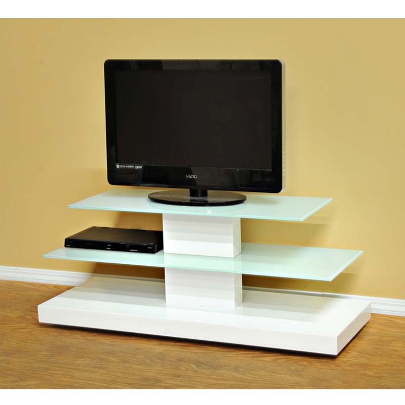 Design 2 Fit Frosted Glass 50 Inch Tv Stand White D2f 208 For Tv Stands For 50 Inch Tvs (Photo 8 of 15)