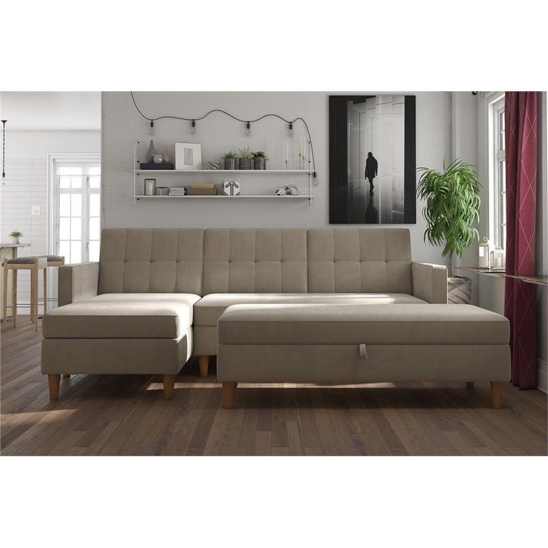 Dhp Hartford Storage Sectional Futon And Storage Ottoman For 3pc Hartford Storage Sectional Futon Sofas And Hartford Storage Ottoman Tan (View 5 of 15)