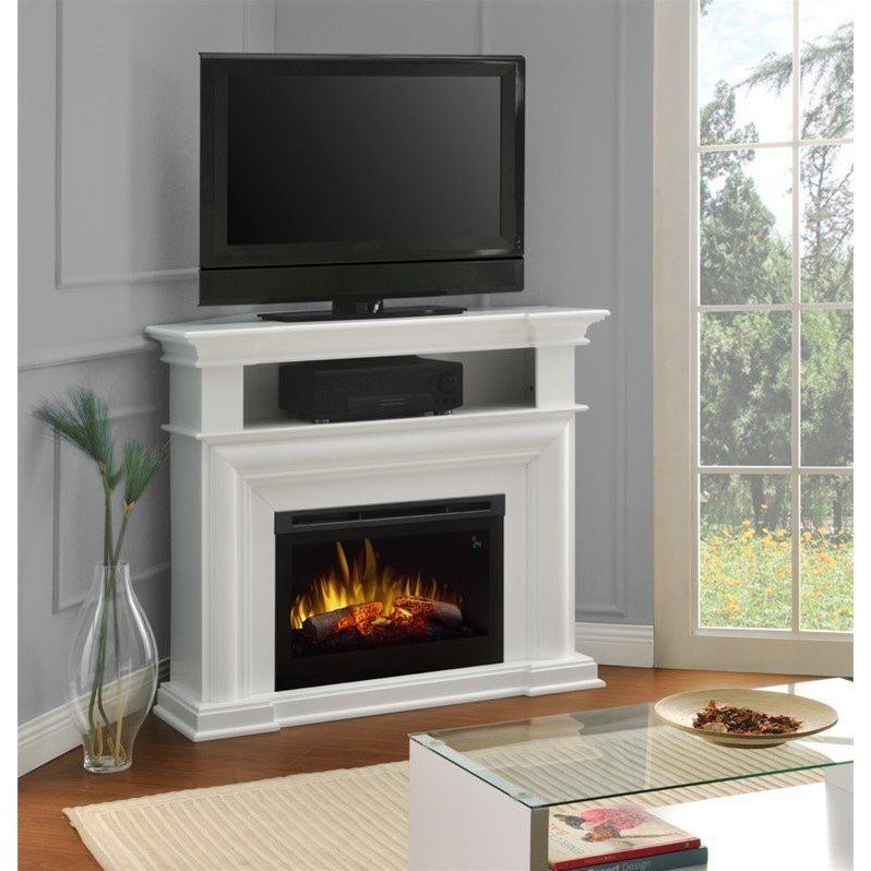 Dimplex Colleen Corner Tv Stand With Electric Fireplace In With Regard To White Corner Tv Cabinets (View 5 of 15)