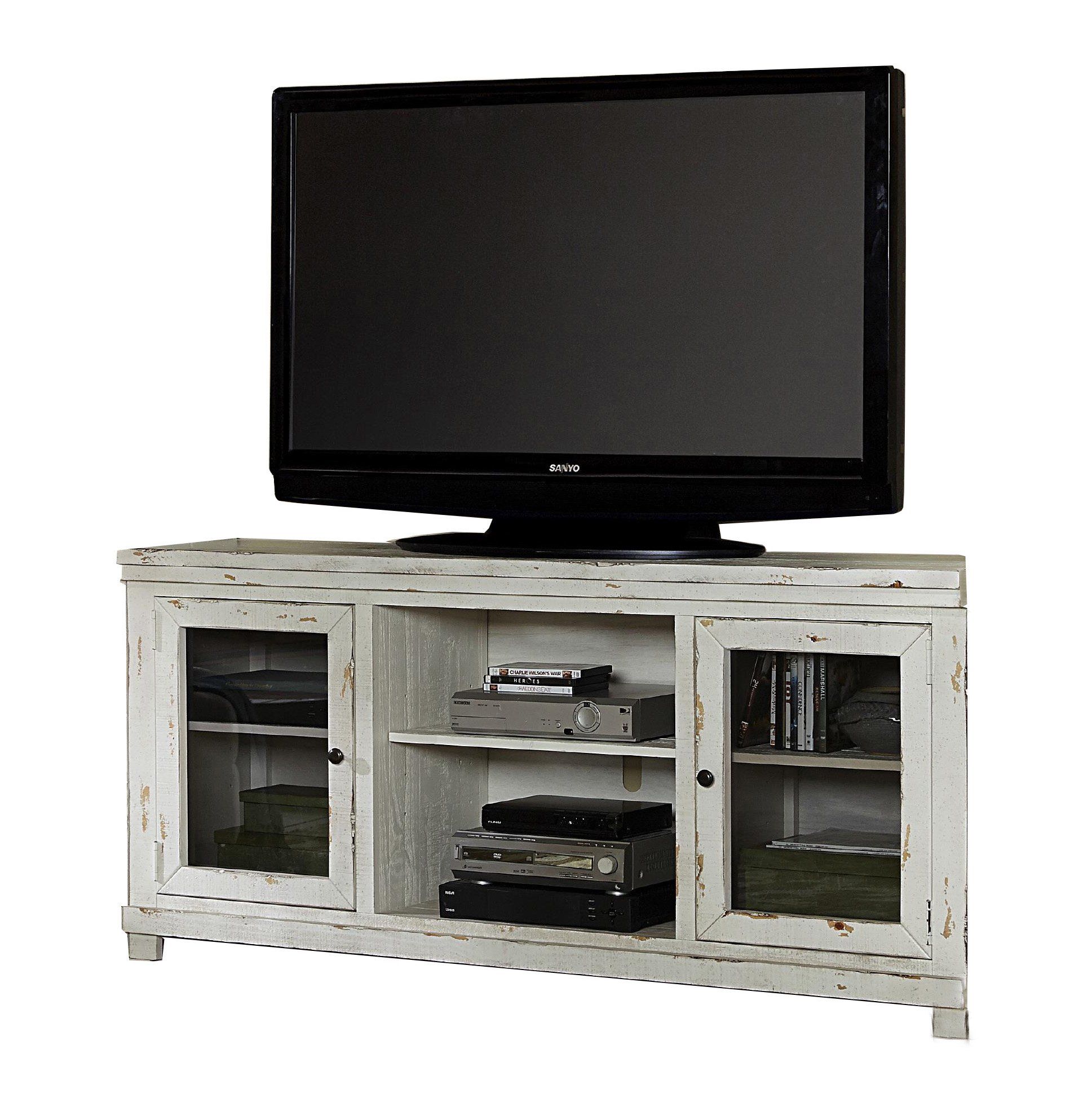 Distressed White 4 Piece Rustic Entertainment Center Pertaining To Rustic White Tv Stands (View 3 of 15)