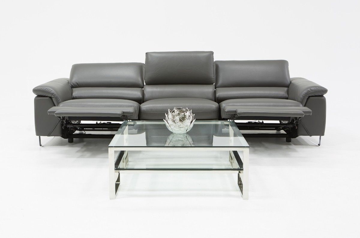 Divani Casa Maine Modern Grey Eco Leather Sofa W/ Electric With Ludovic Contemporary Sofas Light Gray (View 8 of 15)