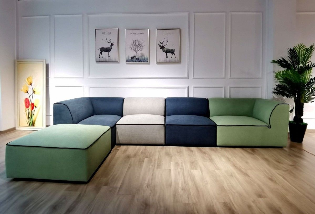 Divani Casa Polo – Modern Modular Green, Blue & Grey With Regard To Paul Modular Sectional Sofas Blue (View 4 of 15)