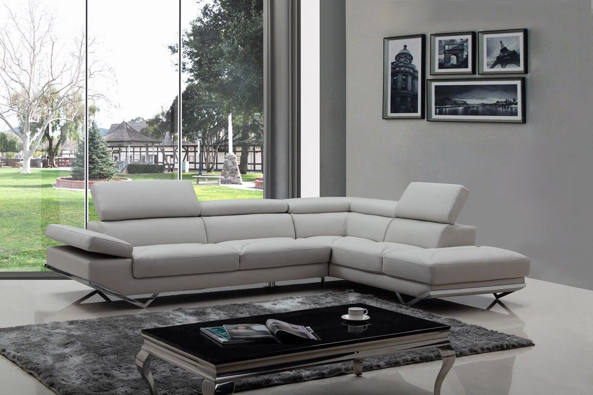 Divani Casa Quebec Modern Light Grey Eco Leather Sectional Within 3pc Ledgemere Modern Sectional Sofas (View 11 of 15)
