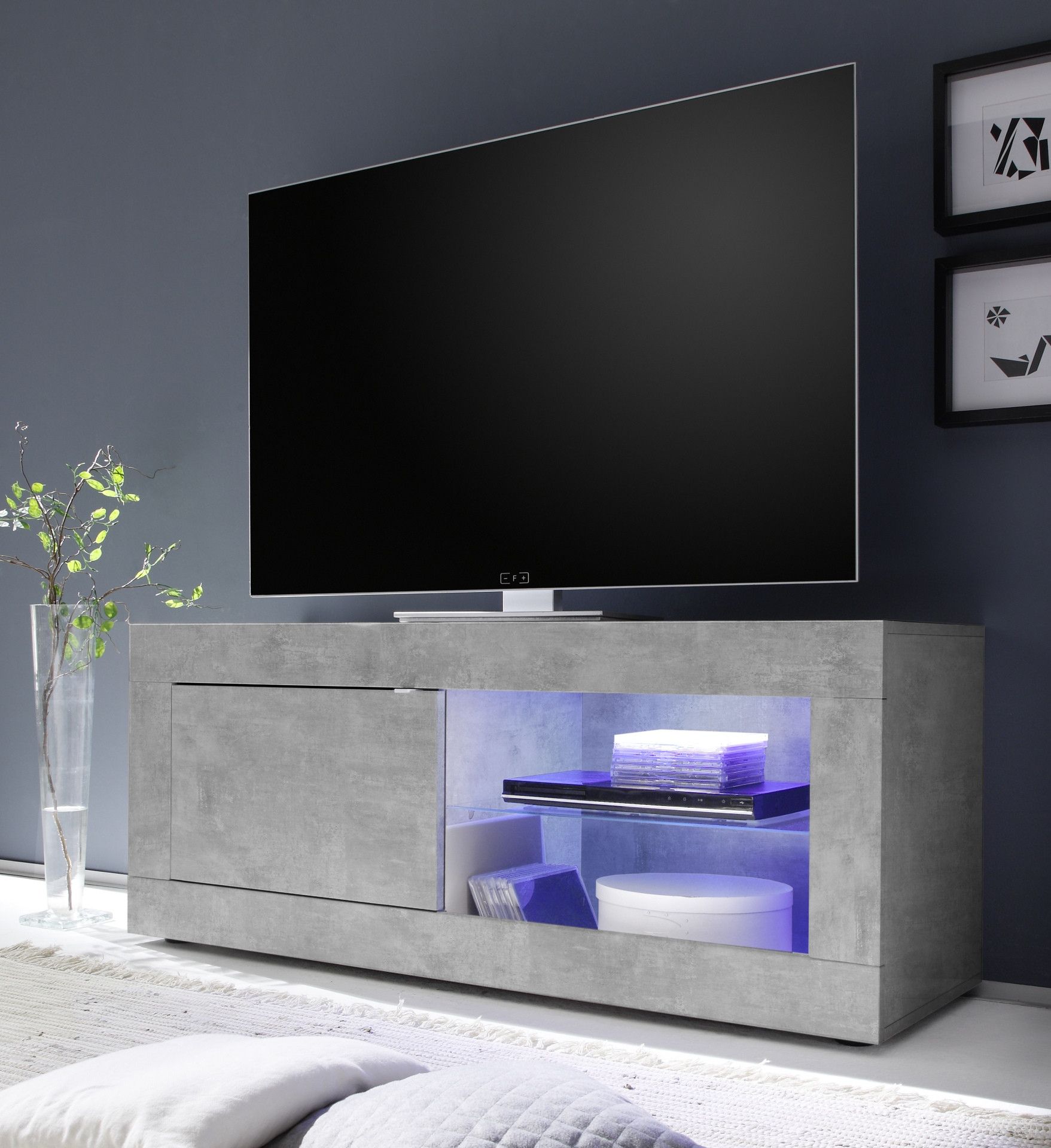 Dolcevita Concrete Finish Small Tv Stand – Tv Stands (4144 Inside Small Tv Stands (Photo 7 of 15)