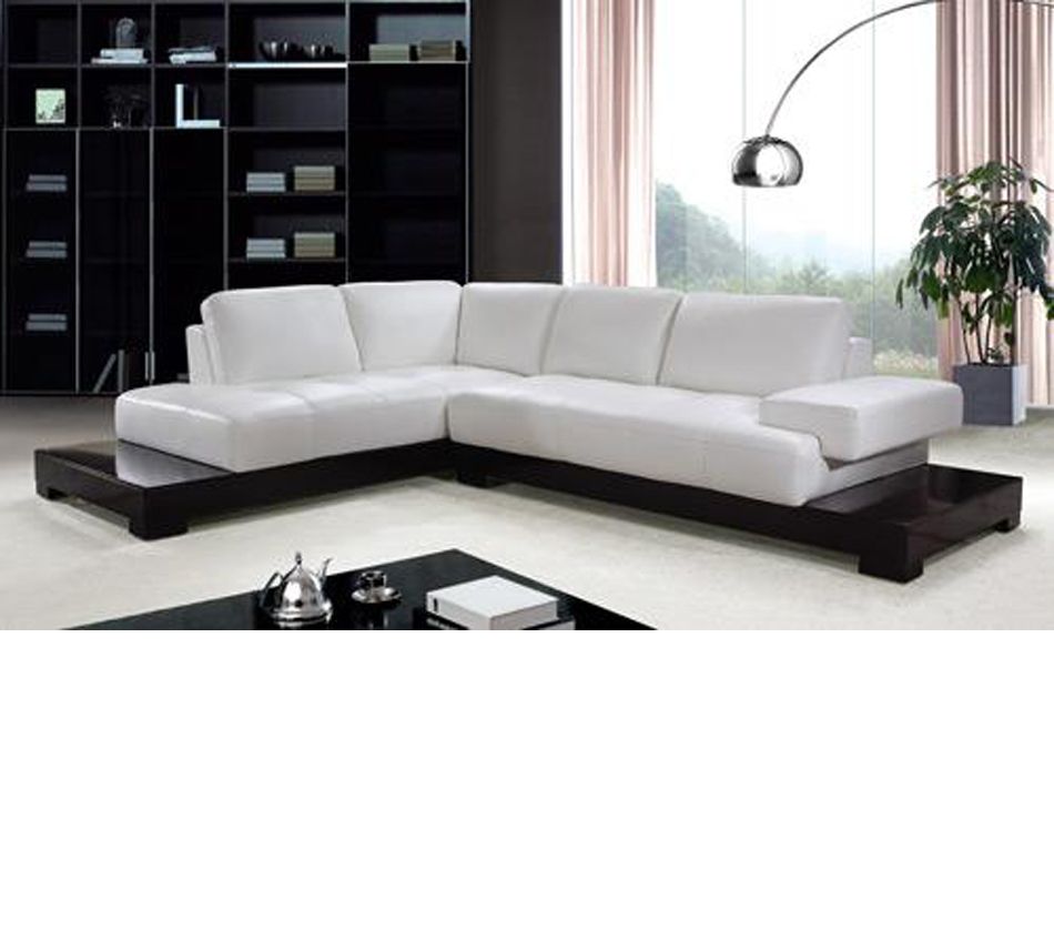 Dreamfurniture – Modern White Leather Sectional Sofa Regarding Sectional Sofas In White (View 11 of 15)