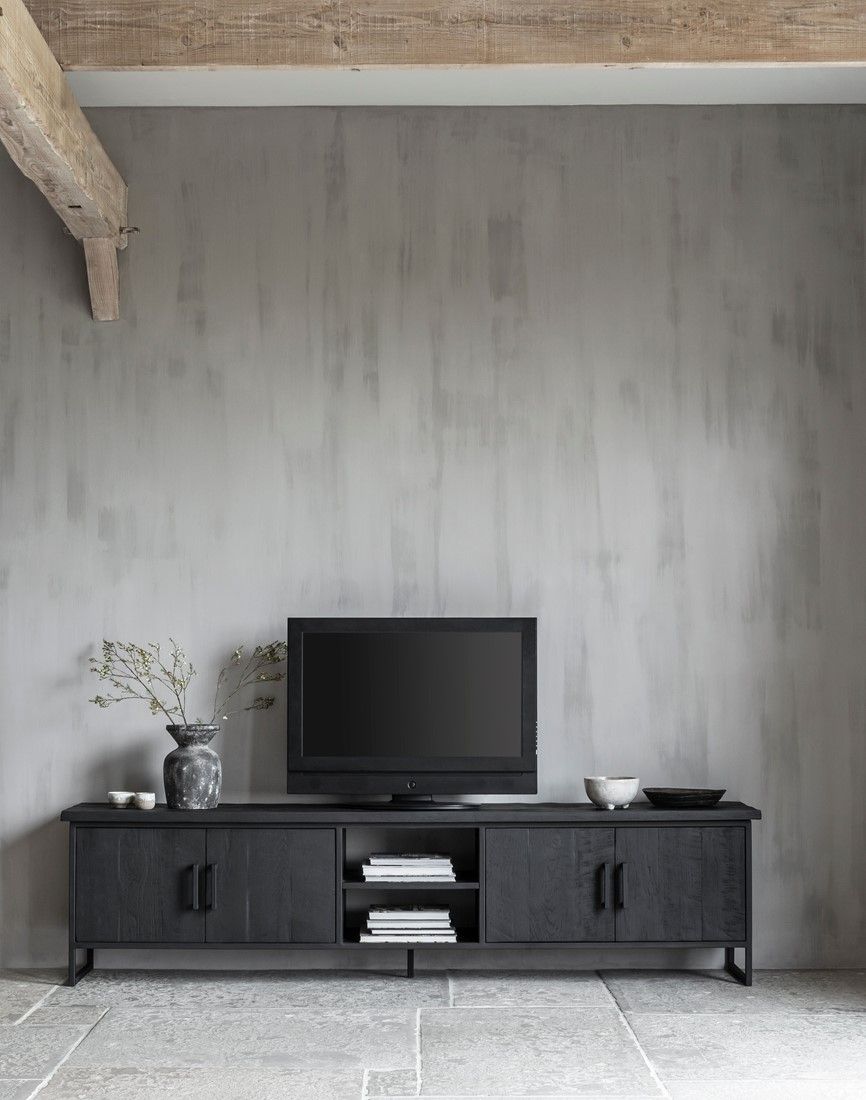 Dtp Home Timeless Black Tv Stand Beam No.2 Large Pertaining To Beam Through Tv Stand (Photo 12 of 15)