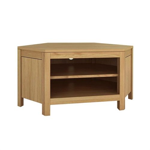 Ealing Oak 2 Shelf Corner Tv Stand – Up To 47" (j149) With In Cotswold Cream Tv Stands (View 4 of 15)