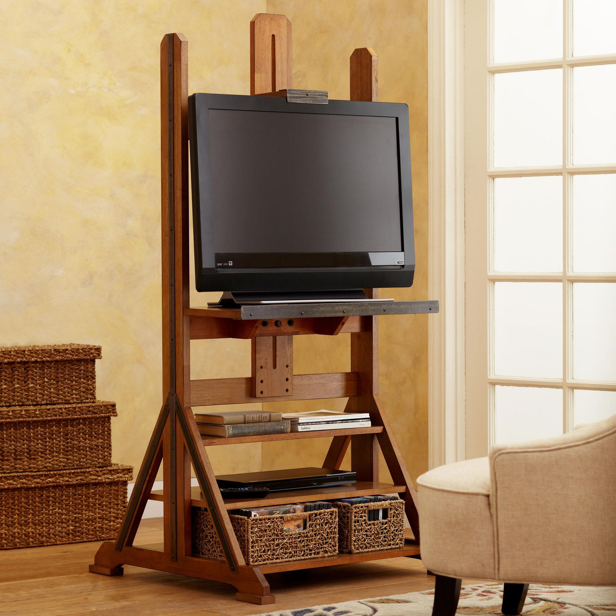Easel Media Stand | Wooden Tv Stands, Furniture, Art Easel Inside Metal And Wood Tv Stands (View 8 of 15)