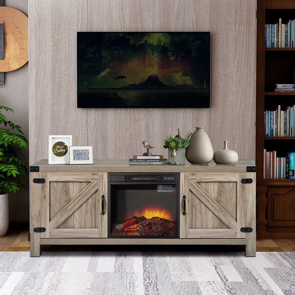 Electric Fireplace Tv Console With Remote, Farmhouse Tv Throughout Tv Media Stands (View 15 of 15)