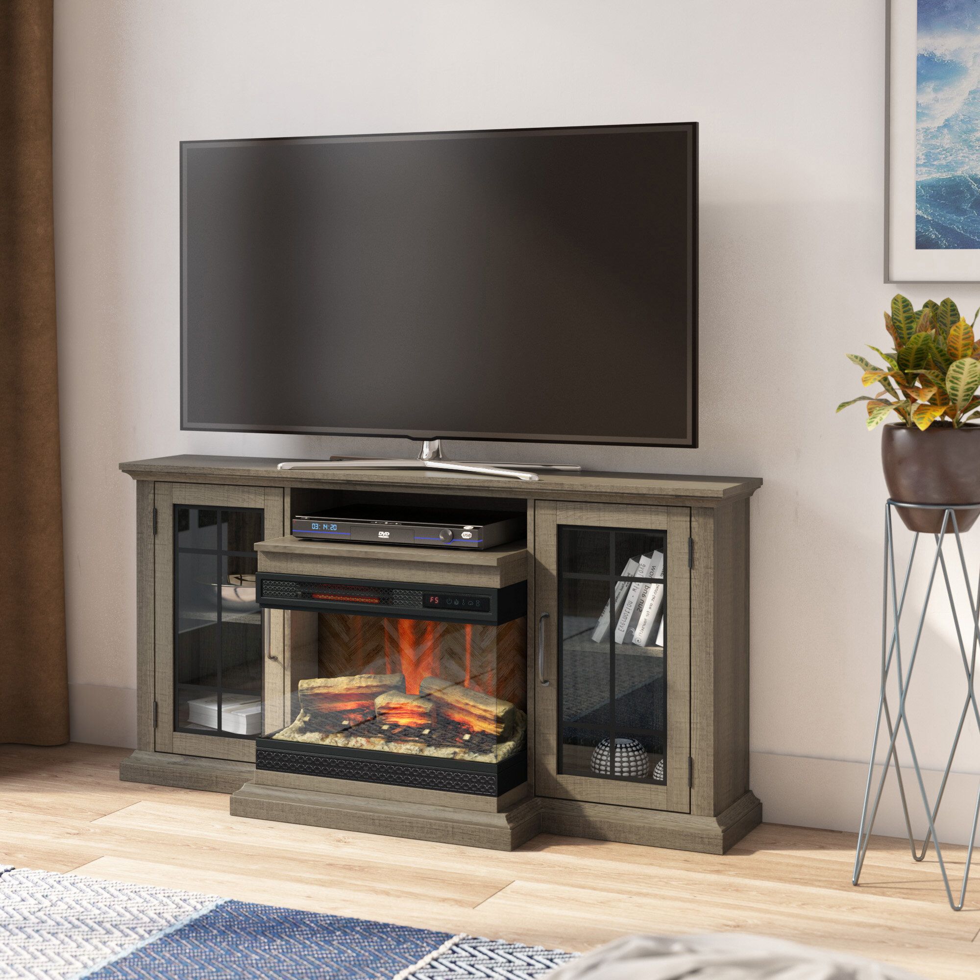 Electric Fireplace Tv Stand 65 Inch — Shermanscreek With Lorraine Tv Stands For Tvs Up To 60" With Fireplace Included (View 6 of 15)