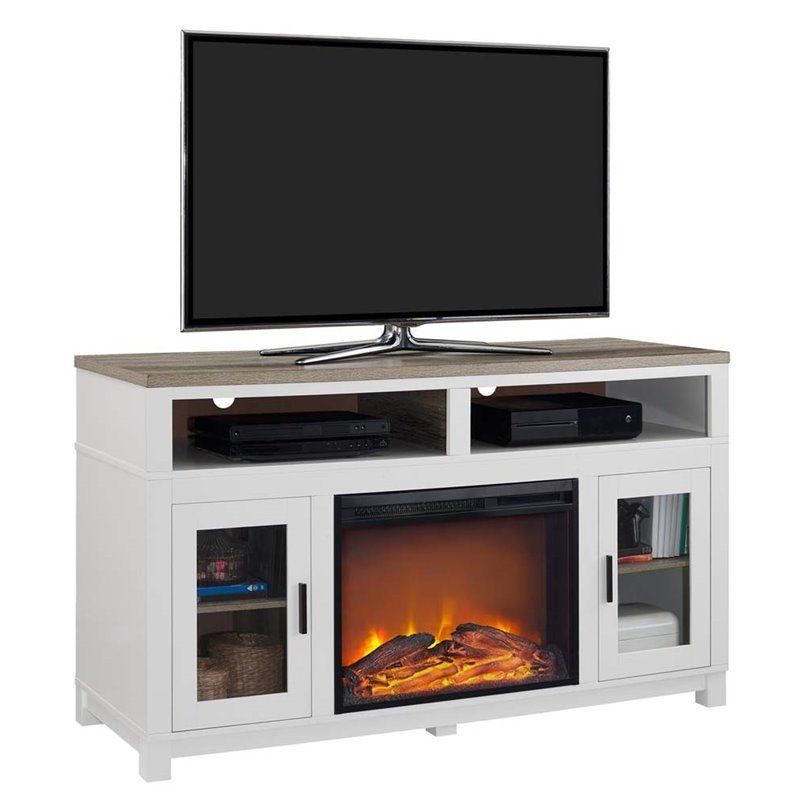 Electric Fireplace Tv Stand In White – 1774296com Within Electric Fireplace Tv Stands With Shelf (Photo 13 of 15)