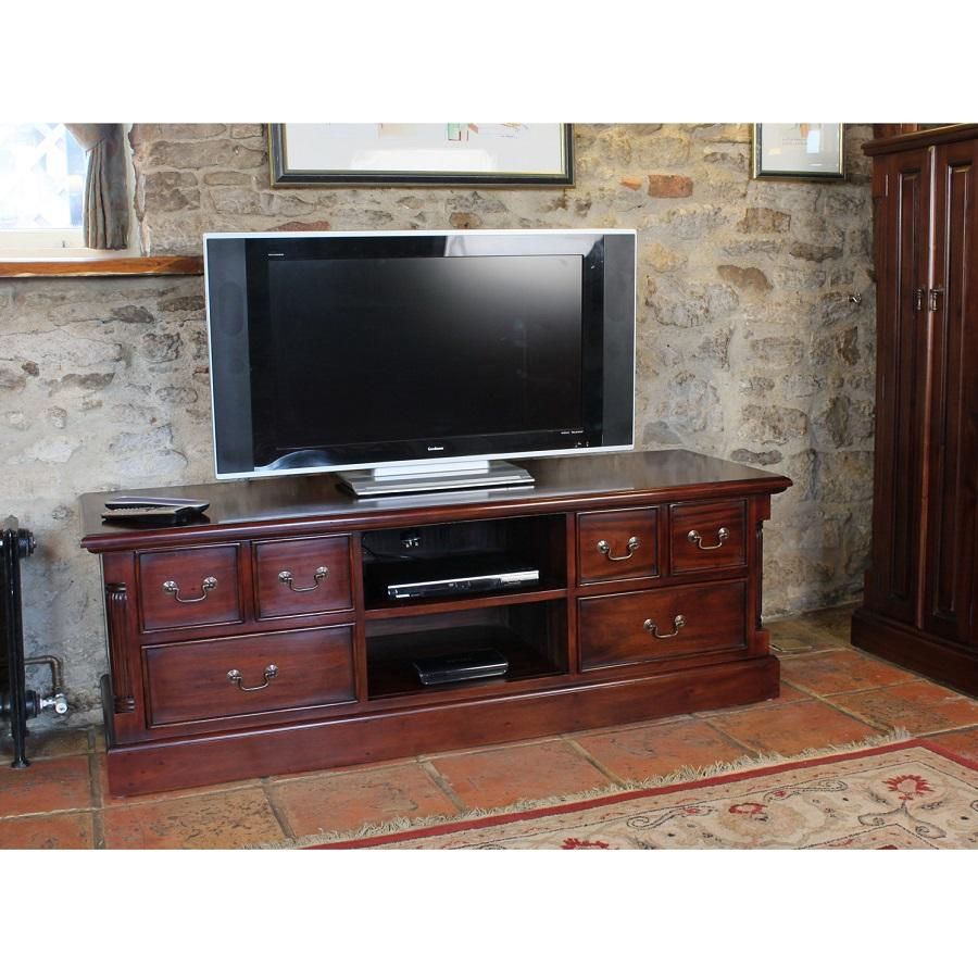 Elegant Mahogany Widescreen Television Cabinet In Wide Tv Cabinets (View 13 of 15)