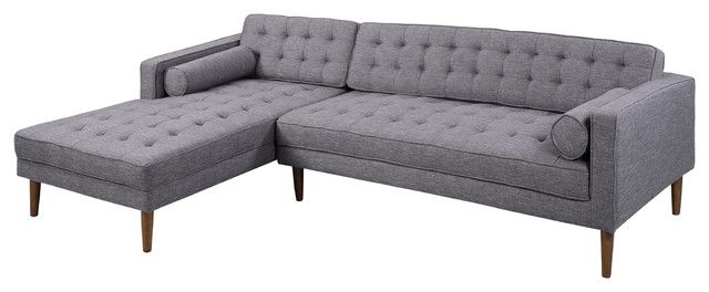 Element Left Side Chaise Sectional – Midcentury In Element Right Side Chaise Sectional Sofas In Dark Gray Linen And Walnut Legs (View 11 of 15)