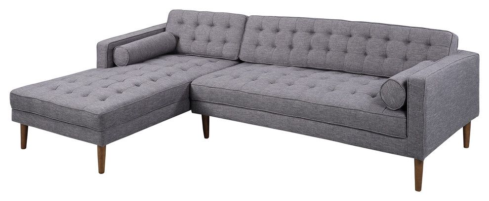 Element Left Side Chaise Sectional, Sectional, Walnut Inside Element Left Side Chaise Sectional Sofas In Dark Gray Linen And Walnut Legs (Photo 9 of 15)