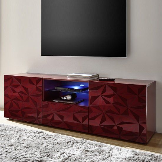 Elista Small Lcd Tv Stand In White High Gloss With 1 Regarding Red Gloss Tv Stands (View 11 of 15)