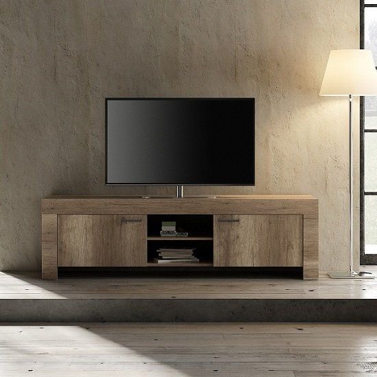 Ellie Wooden Tv Stand Wide In Canyon Oak With 2 Doors For Canyon Oak Tv Stands (View 1 of 15)