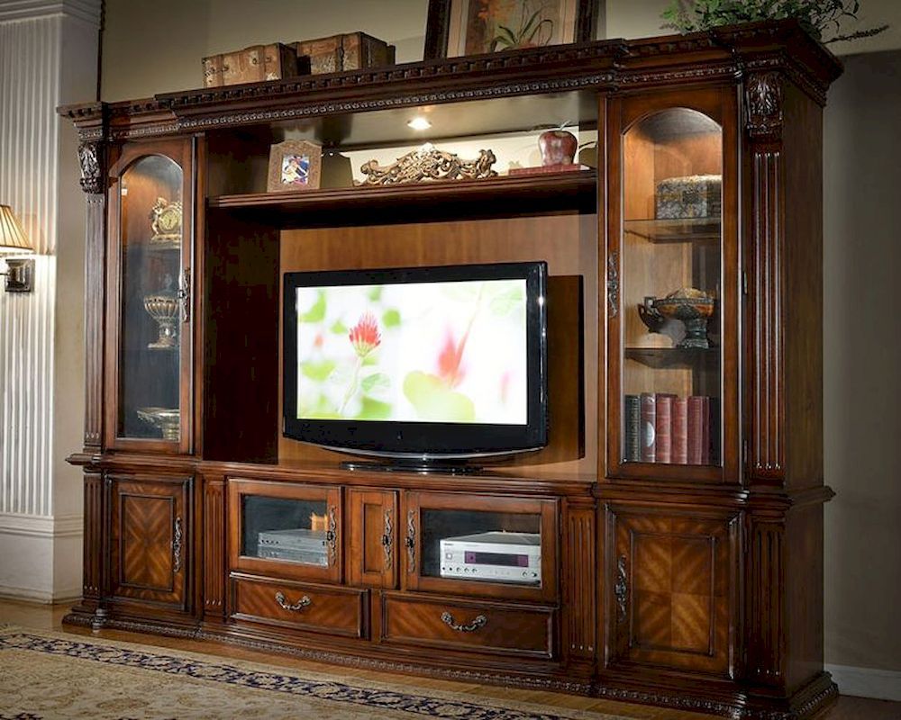 Entertainment Center In Traditional Style Mcfe8100 Set Regarding Full Wall Tv Cabinets (View 3 of 15)