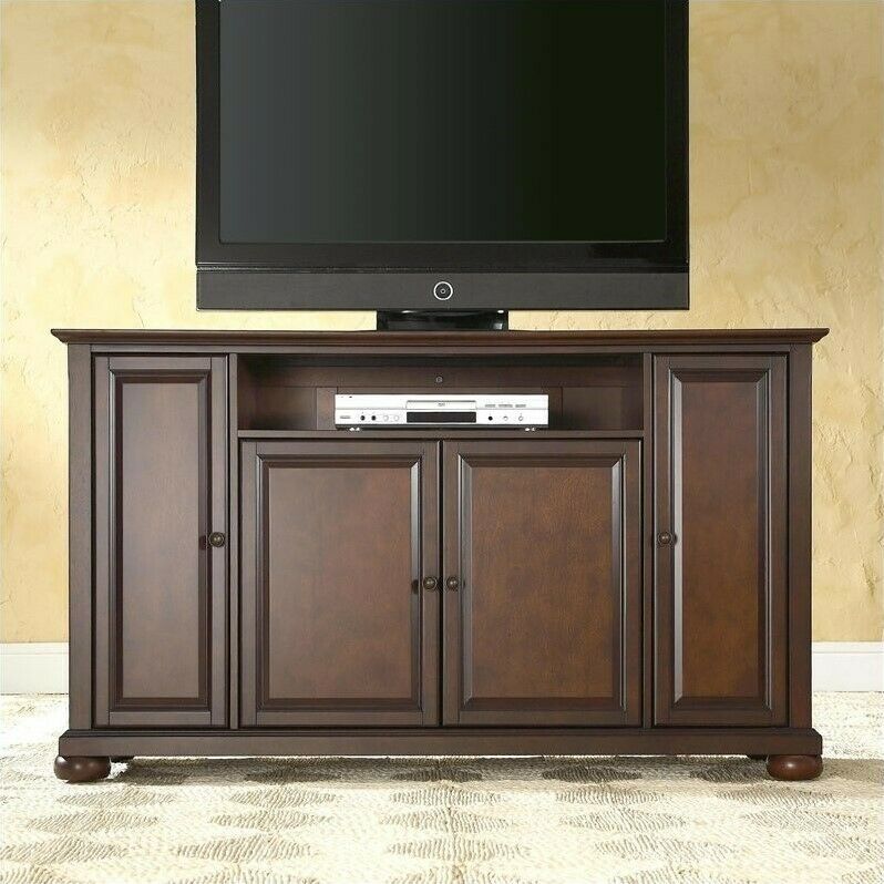 Entertainment Center Mahogany Cabinet Alexandria 60" Tv For Tasi Traditional Windowpane Corner Tv Stands (View 11 of 15)