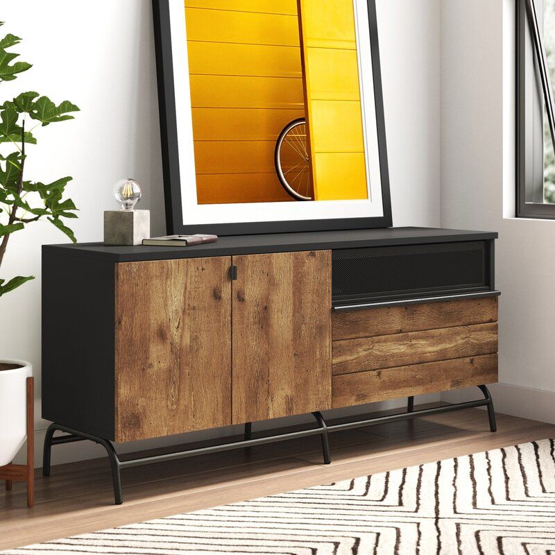 Enzo Tv Stand For Tvs Up To 65" | Allmodern With Regard To Farmhouse Woven Paths Glass Door Tv Stands (View 3 of 15)