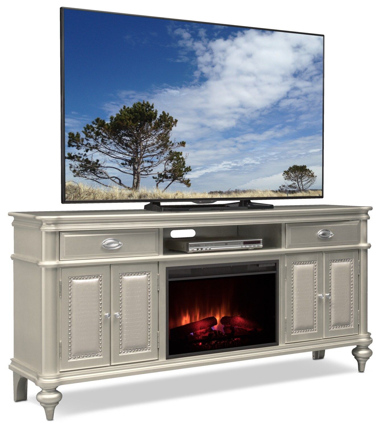 Esquire 76" Traditional Fireplace Tv Stand – Platinum With Traditional Tv Cabinets (View 13 of 15)