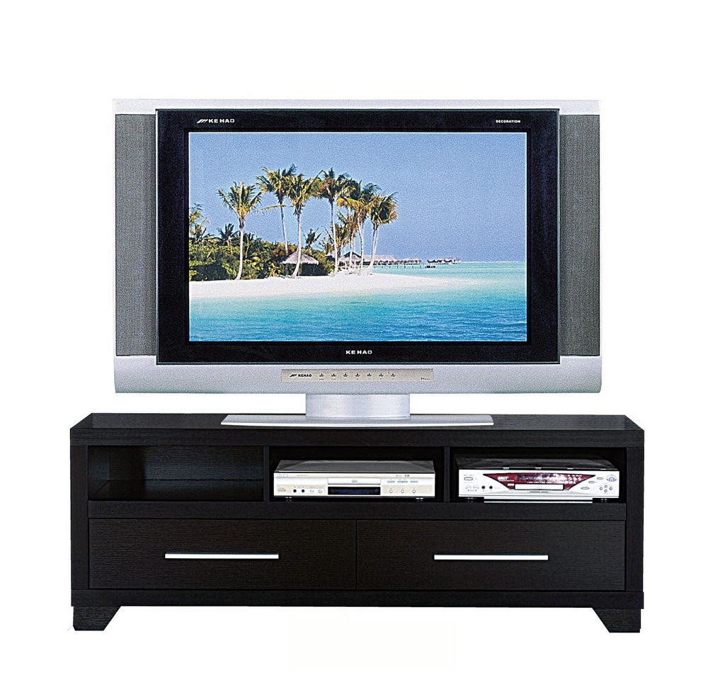 Eulalia Black Wood 2 Drawer Tv Standid Usa Inside Black Tv Stands With Drawers (View 2 of 15)