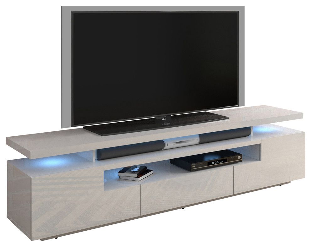 Eva 79" Modern High Gloss Tv Stand With 16 Color Leds In Milano 200 Wall Mounted Floating Led 79" Tv Stands (Photo 1 of 15)