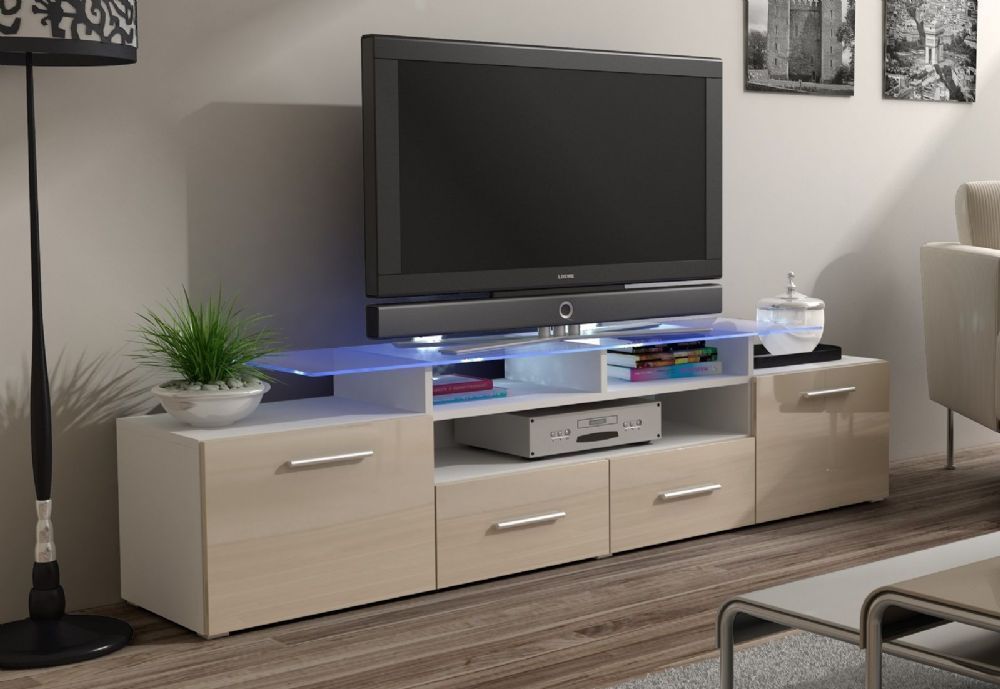 Evora White Cream Tv Cabinet | White Tv Cabinet, Modern Tv Regarding Yellow Tv Stands Ikea (Photo 1 of 15)