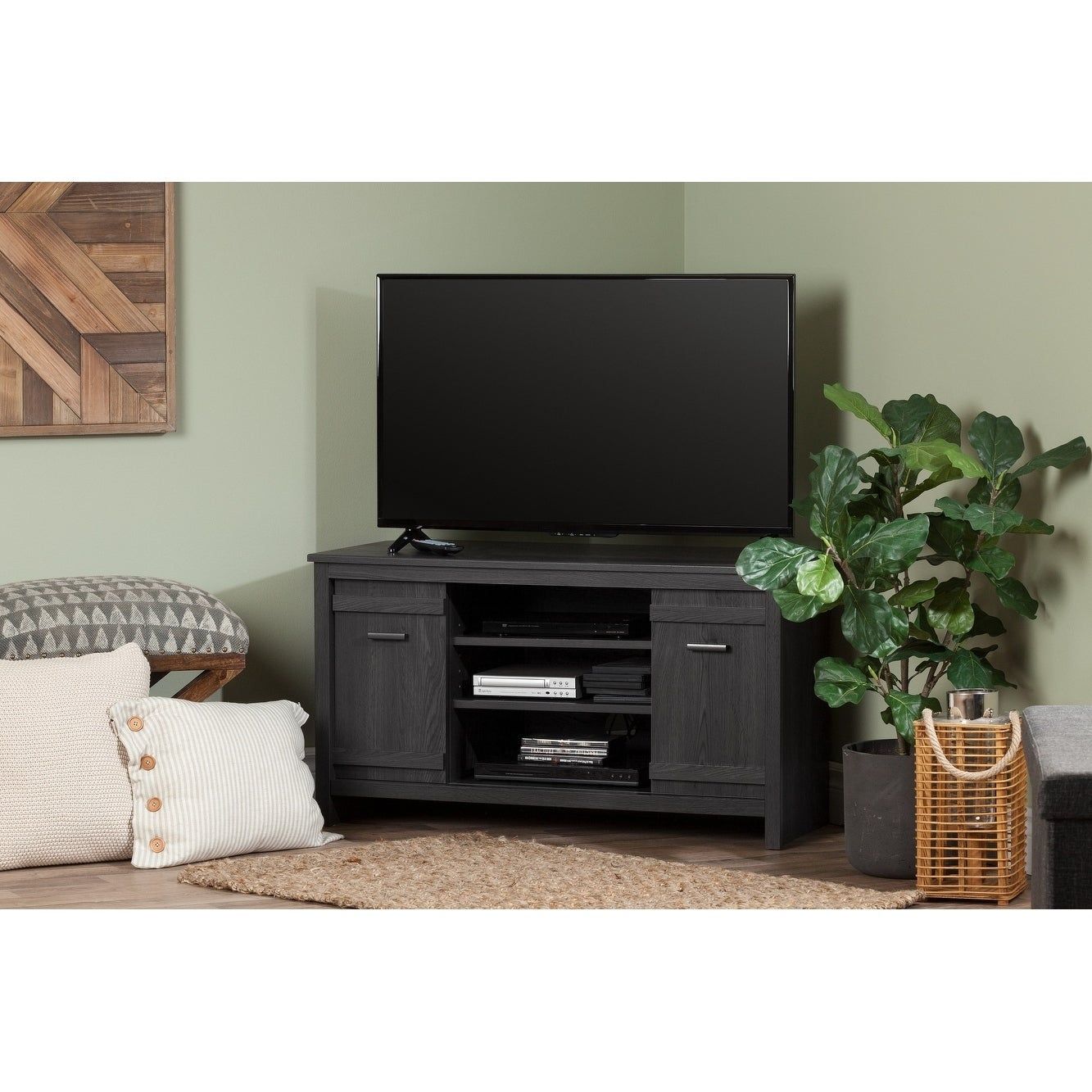 Exhibit Modern Storage Living Room Corner Tv Stand – 42 Inside Farmhouse Tv Stands For 75" Flat Screen With Console Table Storage Cabinet (Photo 1 of 15)