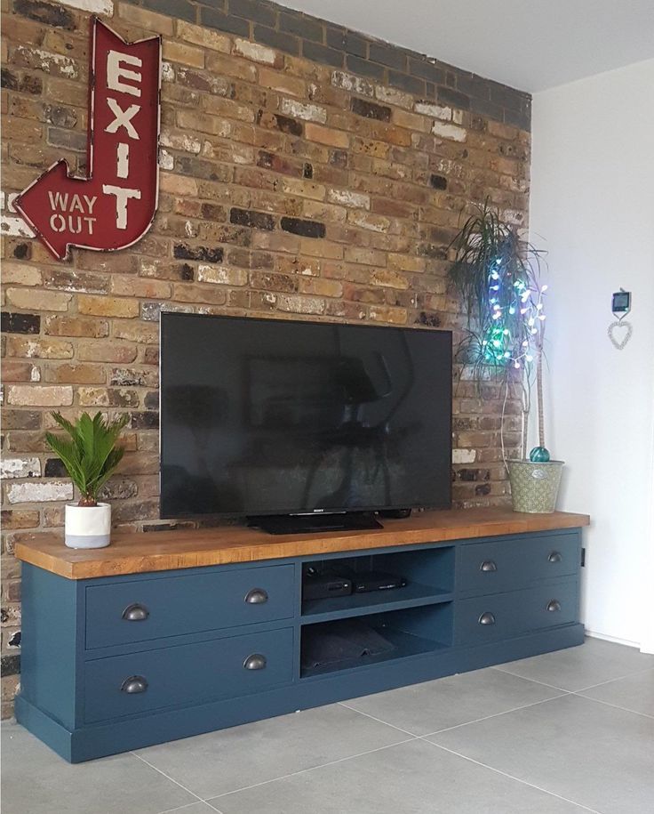 Extra Large Wide Rustic Painted Solid Wood Tv Media Unit For Carbon Extra Wide Tv Unit Stands (View 7 of 15)