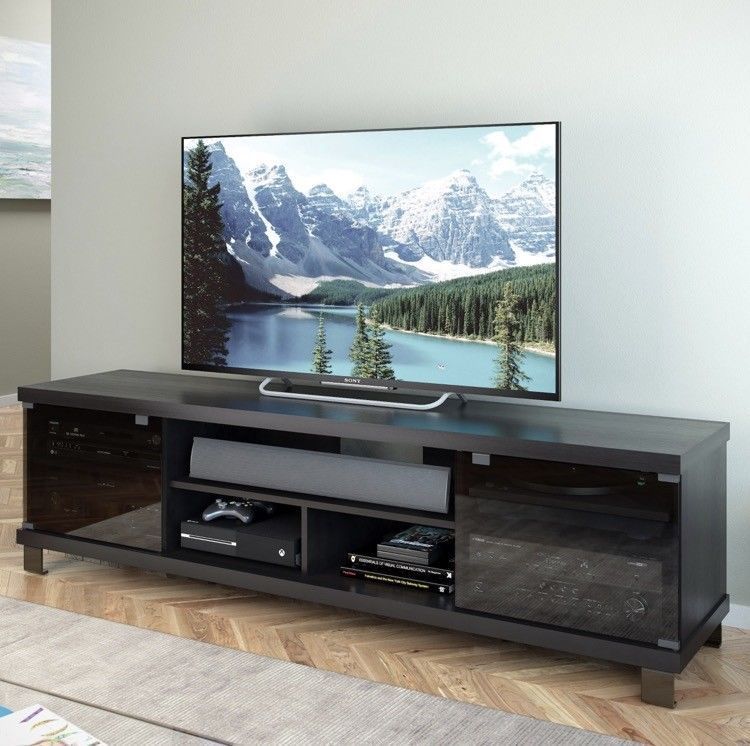 Extra Wide Tv Stand 80 Inch Black Flat Screen Throughout Wide Screen Tv Stands (View 10 of 15)