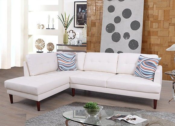 F6007a 2 Pc Lifestyle White Faux Leather Sectional Sofa With Regard To 2pc Connel Modern Chaise Sectional Sofas Black (View 8 of 15)