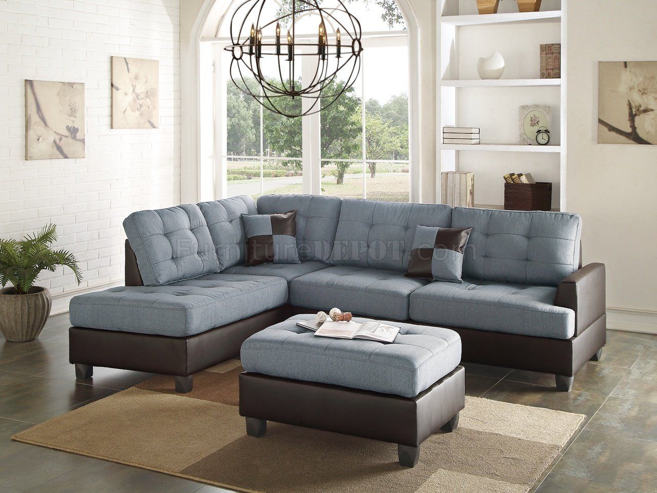 F6858 Sectional Sofa 3pc In Grey Fabricboss Intended For Sectional Sofas In Gray (Photo 2 of 15)