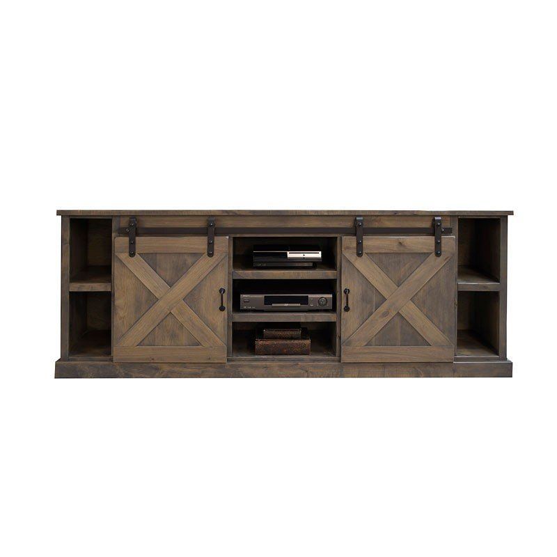 Farmhouse 85 Inch Tv Console (barnwood) | Barn Wood Pertaining To Modern Farmhouse Fireplace Credenza Tv Stands Rustic Gray Finish (Photo 3 of 15)