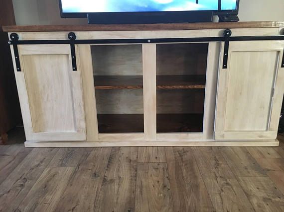 Farmhouse Style Sliding Barn Door Tv Stand | Rustic Tv Regarding Iconic Tv Stands (View 6 of 15)