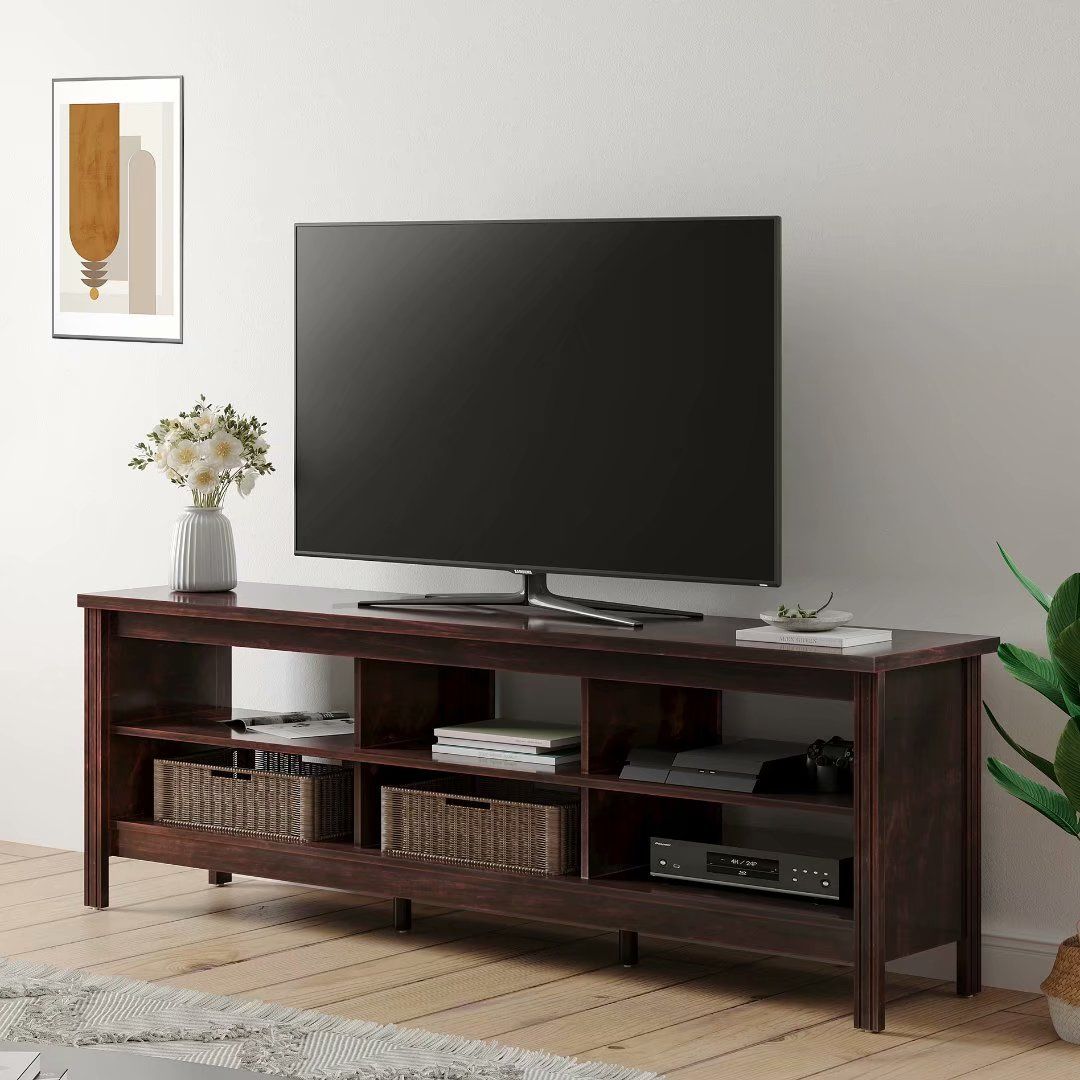 Farmhouse Tv Stands For 75" Flat Screen Wood Tv Cabinet Throughout Walnut Tv Stands For Flat Screens (View 2 of 15)