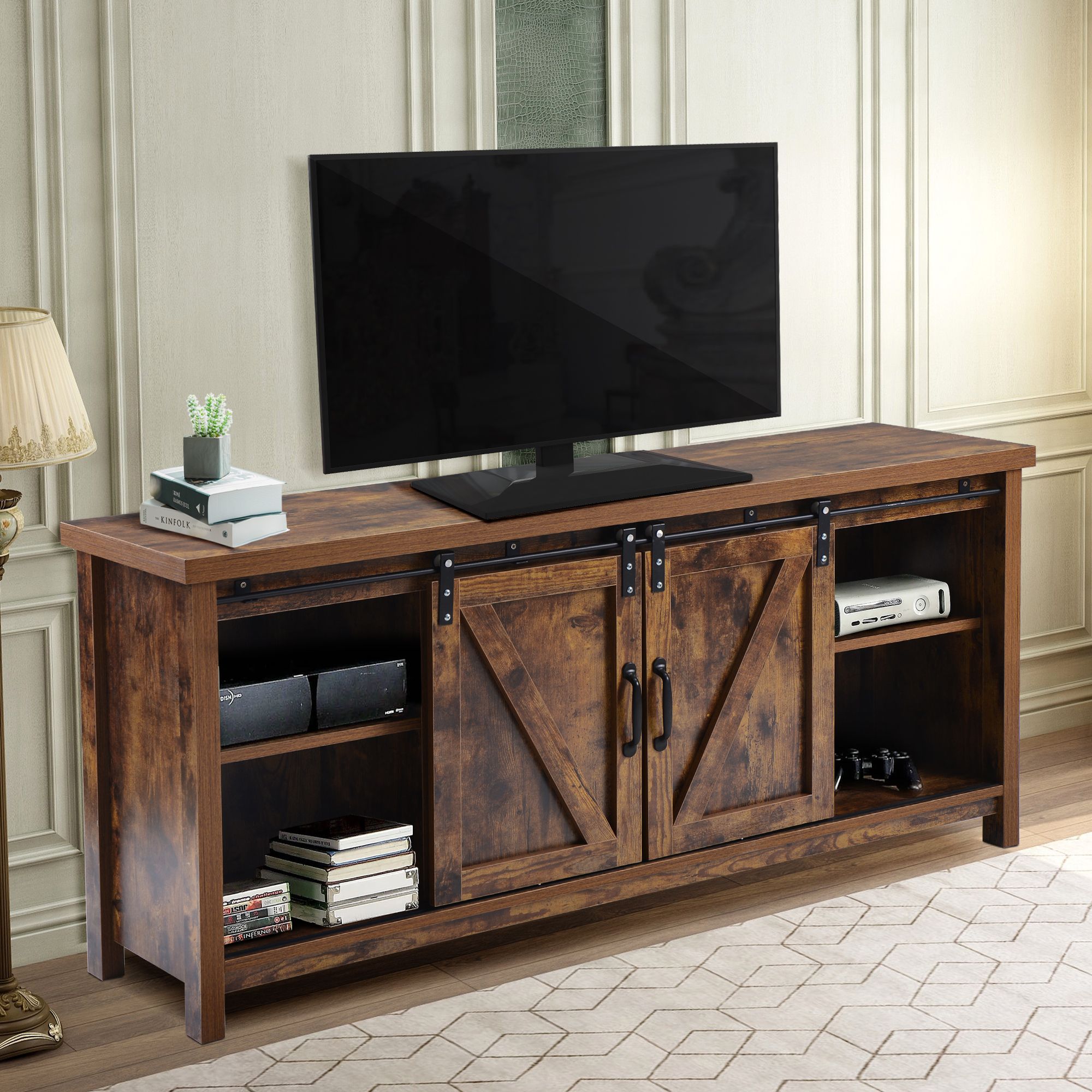 Farmhouse Universal Tv Stand For Tv's Up To 60" Flat For Cabinet Tv Stands (View 1 of 15)