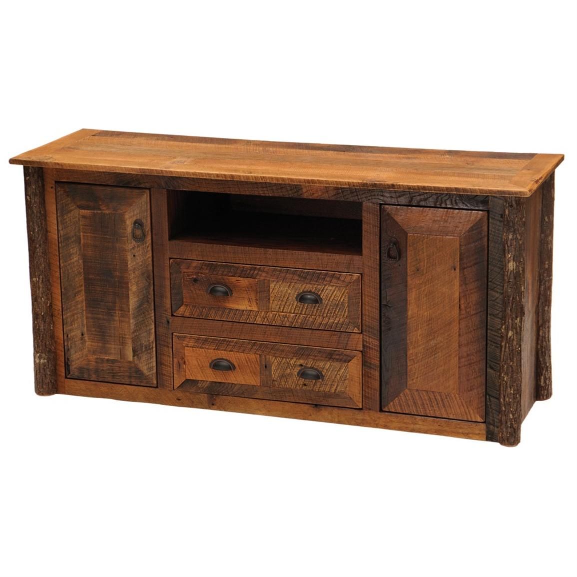Fireside Lodge Barnwood Style Widescreen Tv Stand With Inside Widescreen Tv Stands (View 9 of 15)