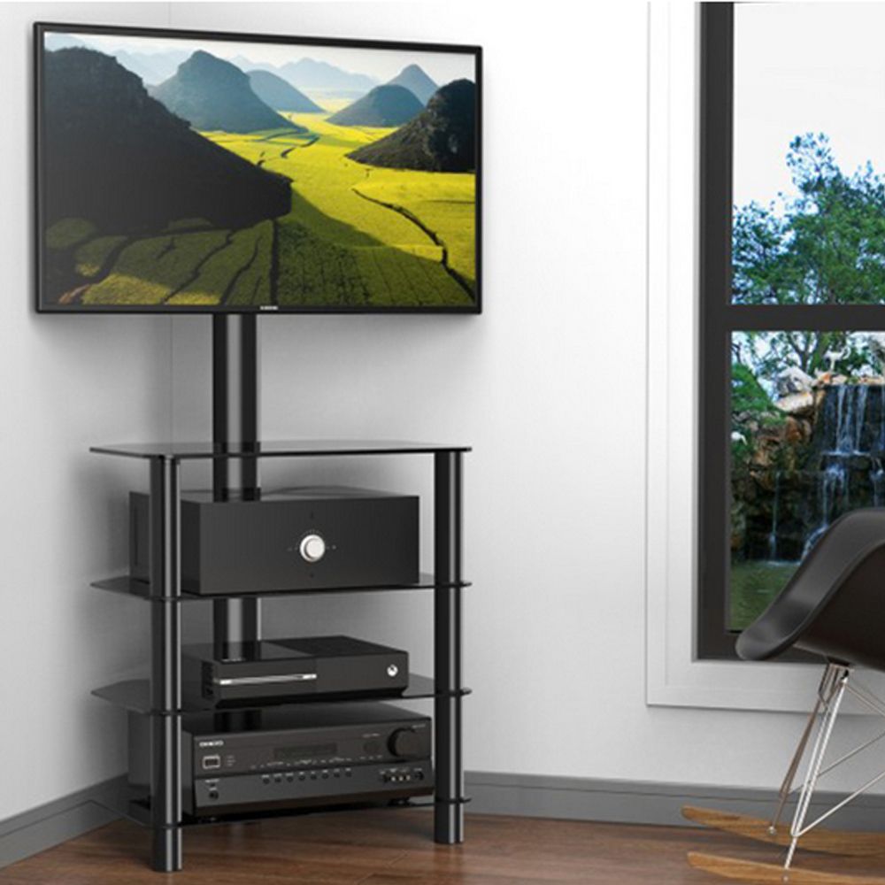 Fitueyes Corner Floor Tv Strand With Swivel Mount For 32 With Swivel Floor Tv Stands Height Adjustable (Photo 6 of 15)