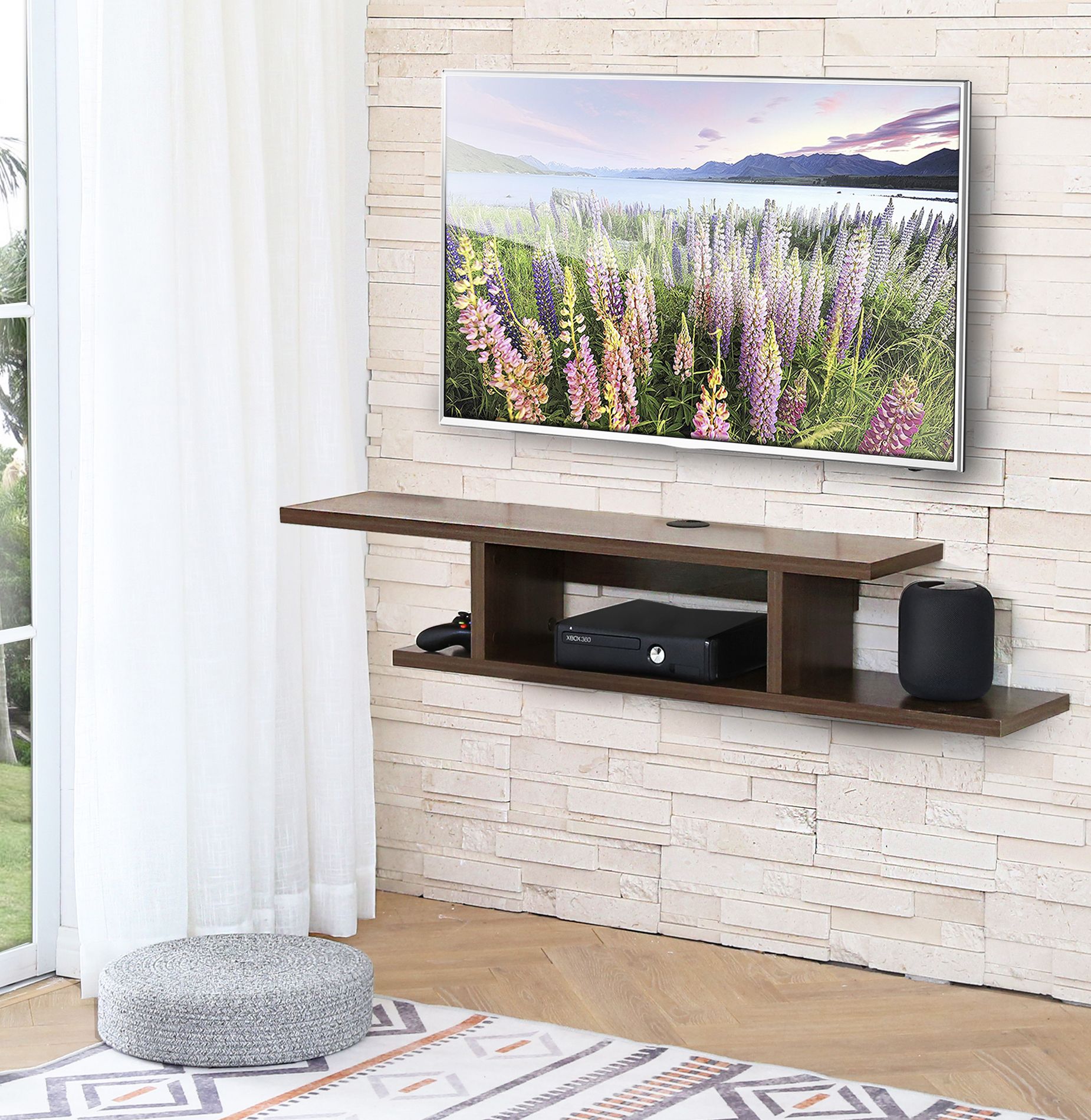 Fitueyes Floating Wall Mounted Tv Console Storage Shelf With Wall Mounted Tv Racks (View 2 of 15)