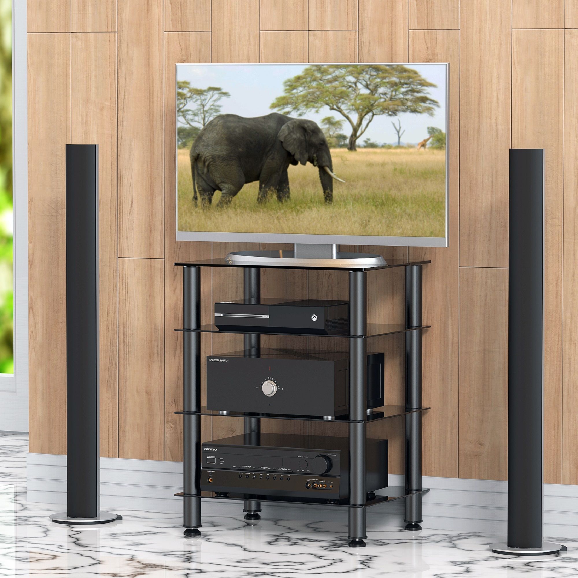 Fitueyes Media Stand Audio/video Component Cabinet With Intended For Turntable Tv Stands (View 12 of 15)