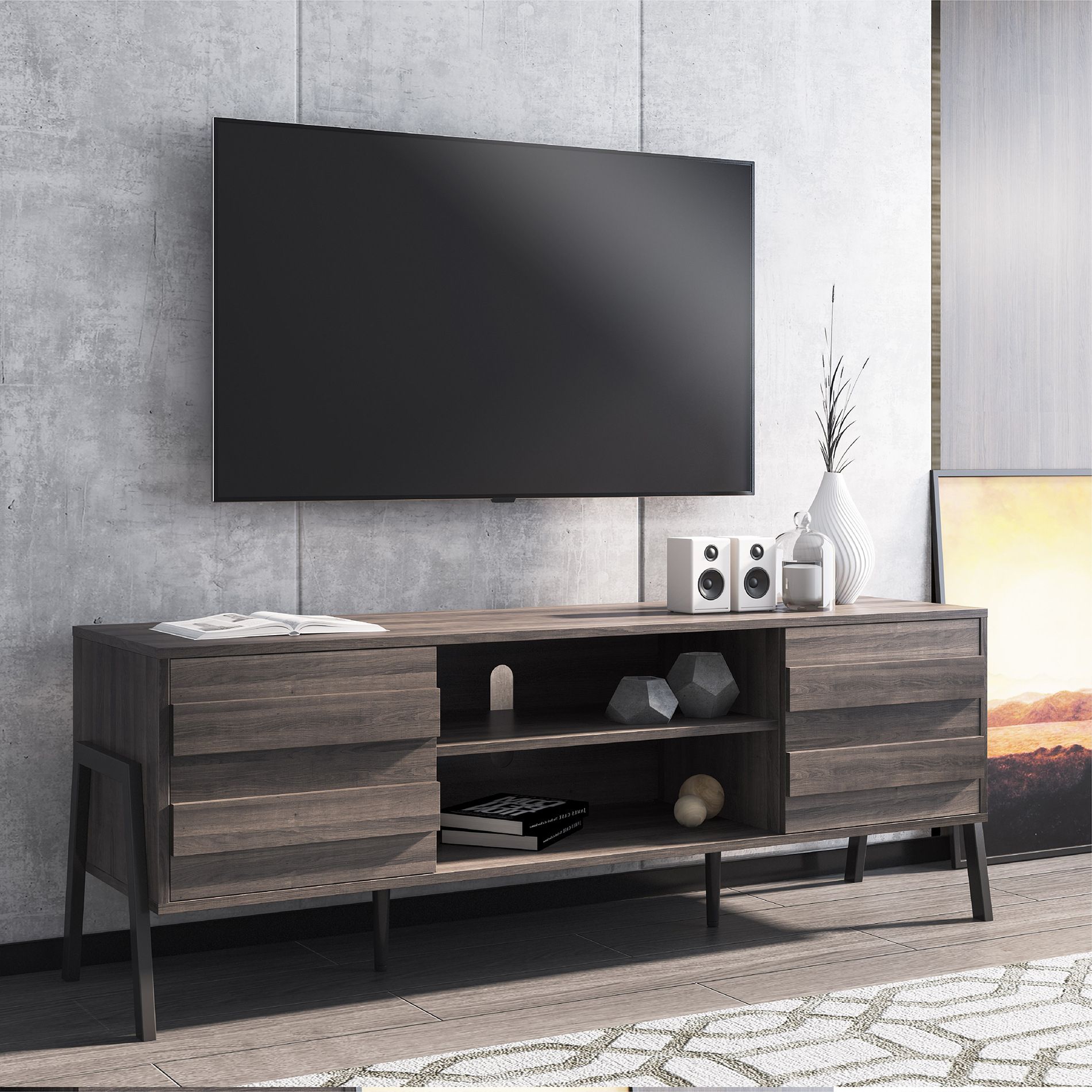 Fitueyes Mid Century Modern Tv Stand , Wood Tv Console With Contemporary Tv Stands For Flat Screens (View 1 of 15)