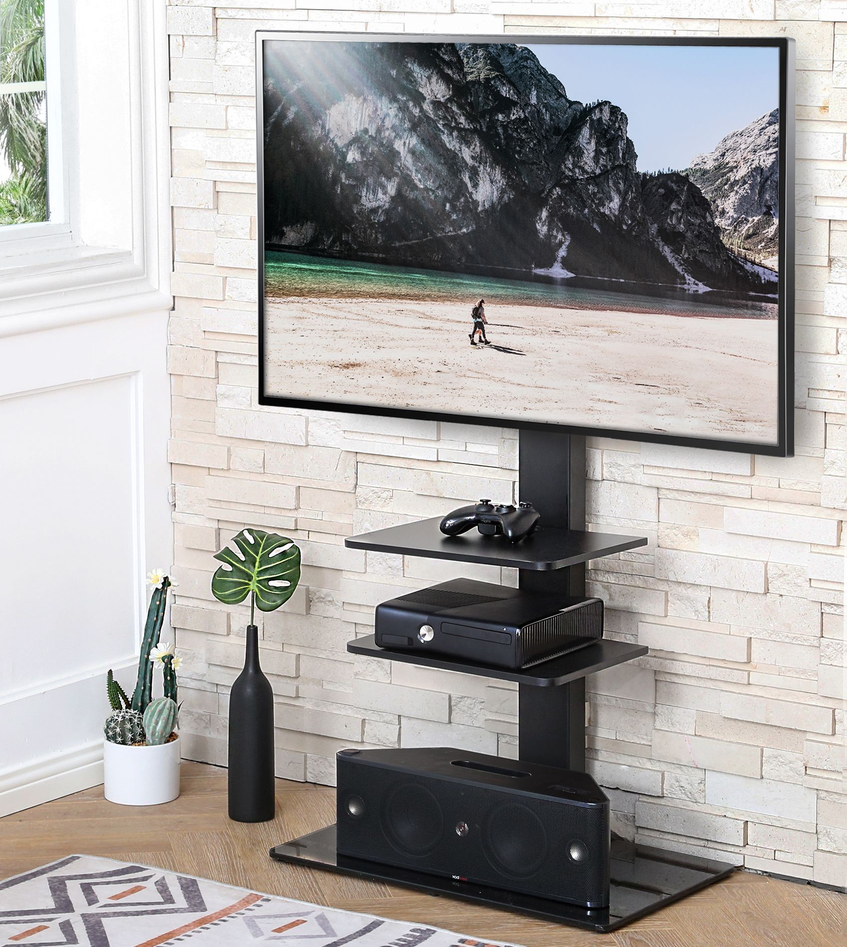 Fitueyes Universal Floor Swivel Tv Base Tv Stand With Within Calea Tv Stands For Tvs Up To 65&quot; (Photo 15 of 15)